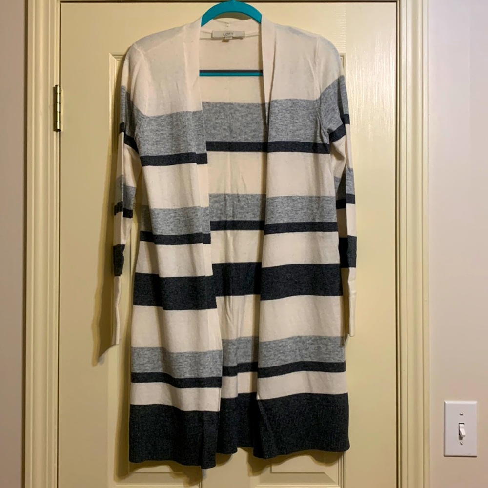 Loft striped long-line cardigan